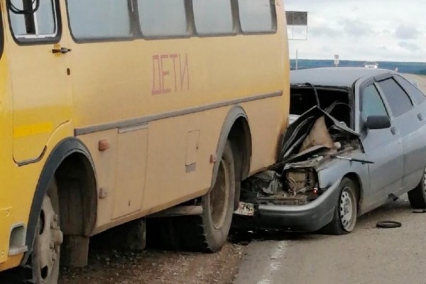 В Курганской области на трассе столкнулись детский автобус и легковушка В Курганской области на трассе столкнулись детский автобус и легковушка