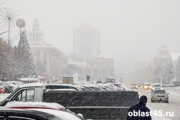 В Кургане дорожные службы устраняют последствия сильного снегопада 