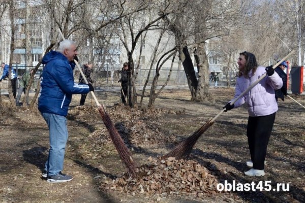Курганцы занялись осенней уборкой в городе Курганцы занялись осенней уборкой в городе