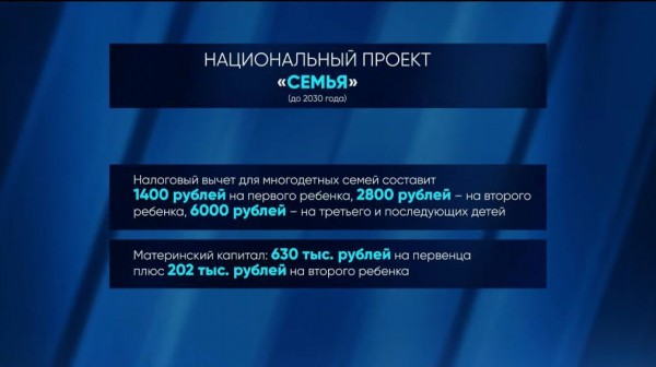 Путин заявил о запуске в стране нового национального проекта «Семья» Путин заявил о запуске в стране нового национального проекта «Семья»
