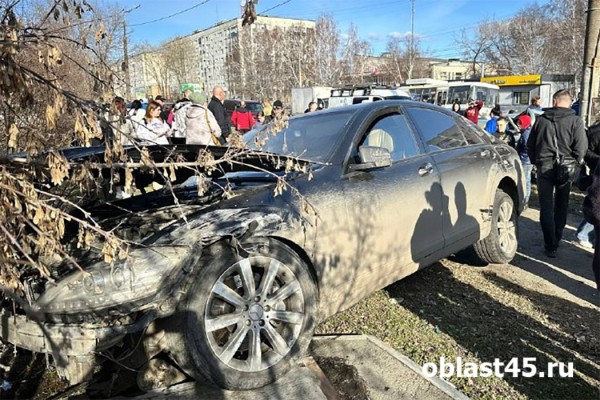 В Кургане на проспекте Конституции «Ладу» отбросило на столб В Кургане на проспекте Конституции «Ладу» отбросило на столб