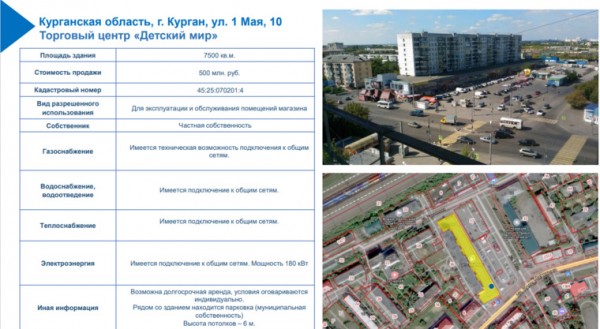 Курганские чиновники подключились к продаже ТЦ «Детский мир», которым владеет частник. Скрин Курганские чиновники подключились к продаже ТЦ «Детский мир», которым владеет частник. Скрин