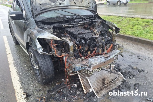 В курганском микрорайоне Энергетики прямо на дороге вспыхнула машина