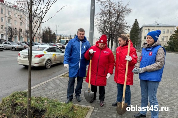 В Кургане новые деревья высаживали журналисты и общественники