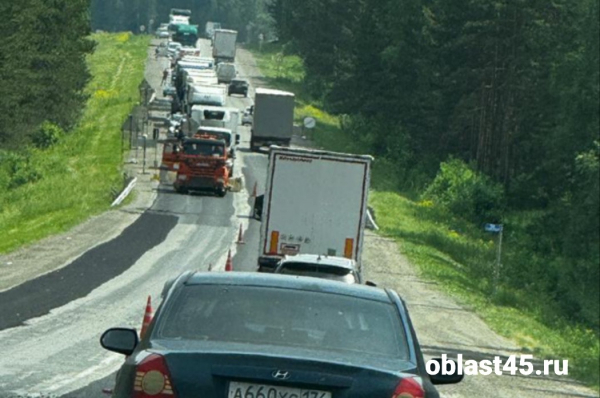 На трассе из Екатеринбурга в Курган пробки из-за ремонта дорог 